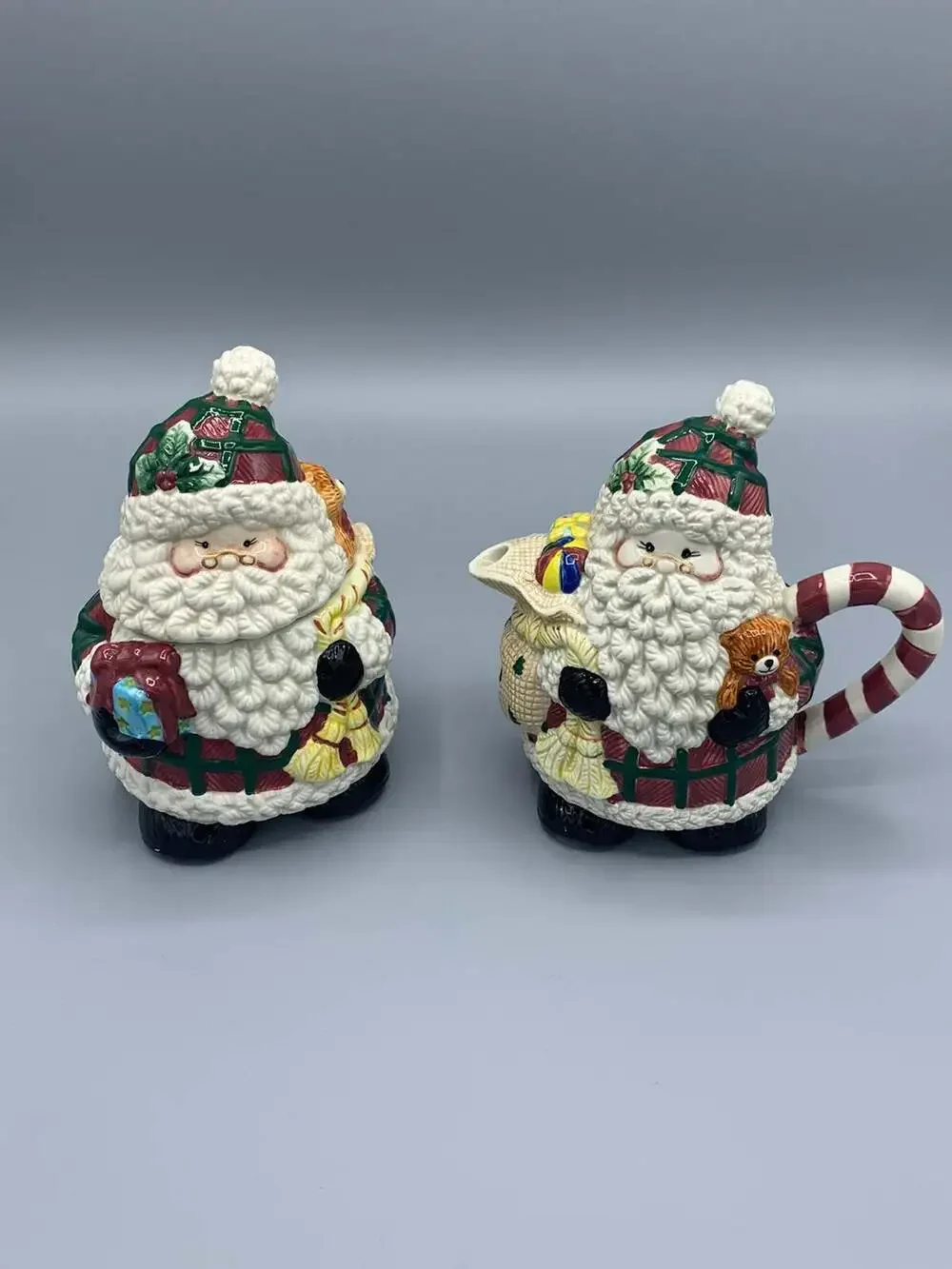 ✨ Vintage Jay Imports Jolly Santa Christmas Sugar Bowl & Creamer Set ✨